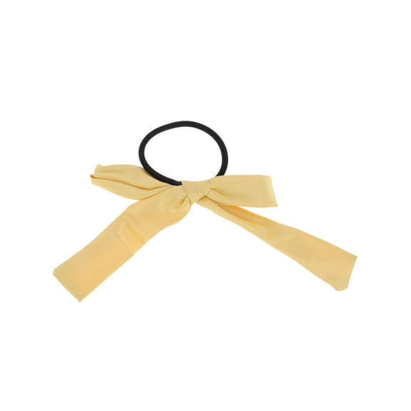 Unique Bargains 1 Pc Simple Solid Bow Ribbon Hair Elastic Band for Home Yellow