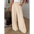 thumbnail image 3 of BTFBM Wide Leg Pants Woman Spring Pockets Loose Flowy Trousers Lounge Palazzo Pant Beach Vacation Clothes, 3 of 9