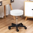 thumbnail image 4 of KKTONER Tabouret Rond à Roulettes en Cuir PU, Hauteur Réglable, Pivotant, pour Dessin, SPA, Salon, Tabourets Chaise avec Roues (Blanc), 4 of 15