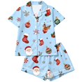 thumbnail image 5 of FASHOFT Christmas Pajamas for Women Set Xmas Button Down Pjs Set Holiday V Neck Sleepwear Santa Short Sleeve Loungewear Set S, 5 of 5