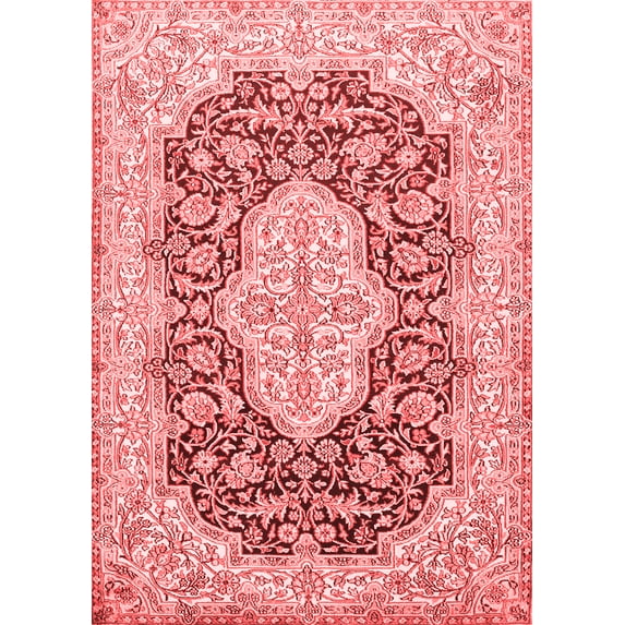 Ahgly Company Indoor Rectangle Medallion Red Traditional Area Rugs, 6' x 9'
