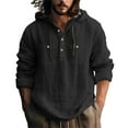 thumbnail image 3 of Bcfgryg Mens Solid Color Casual Button Hooded Shirt Top Hooded Shirt Men's Linen Shirts Summer, 3 of 3