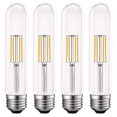

Luxrite Vintage T9 LED Tube Light Bulbs 60W Equivalent 3000K Soft White 550 Lumens Dimmable Edison Tubular Light Bulbs 5W Clear Glass LED Filament Bulb UL Listed E26 Standard Base 4 Pack