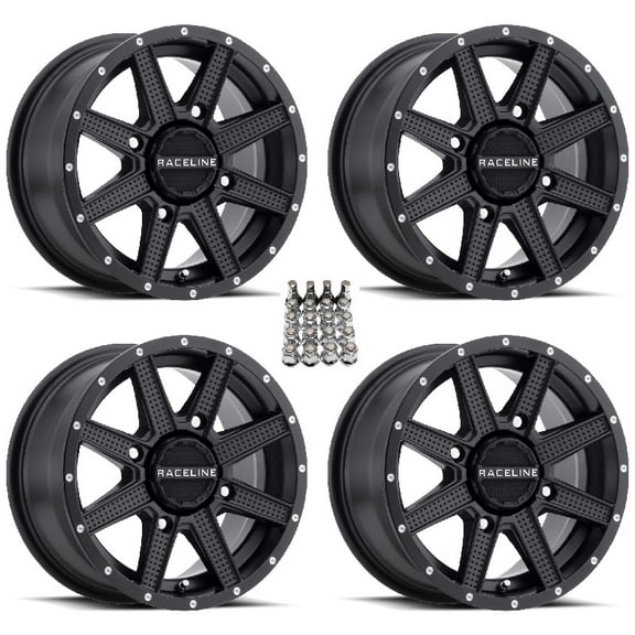 Raceline Hostage ATV Wheels/Rims Black 14" Sportsman 550 850 1000