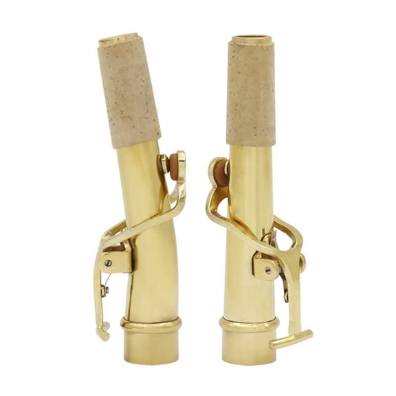 2Pcs Soprano Saxophone Straight & Curved Neck Mouthpiece Vintage Brass Sax Necks