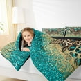 thumbnail image 4 of Manfei Leopard Print Queen Comforter Set,Jungle Animal Hide Bedding Sets,Blue Cute Bowtie Bedding Comforter Set For Girls Boys,Breathable Home Decor Reversible,3-Piece, 4 of 8