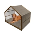 thumbnail image 1 of Brown Pet House, Leaves and Flowers Ornamental Vintage Bouquet Romantic Classic Autumn Garden Design, Outdoor & Indoor Portable Dog Kennel with Pillow and Cover, 5 Sizes, Brown Taupe, by Ambesonne, 1 of 4