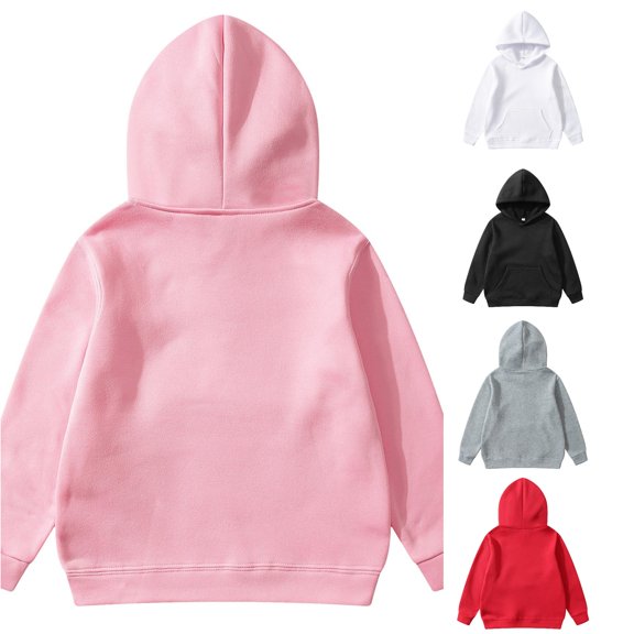 SGMVNU Hoodies for Kids Basic Solid Sweatshirts Boys Girls Long Sleeve Fall Winter Clothes for School, Size 6-8 Years, Red 1