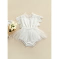 thumbnail image 2 of Qmyliery Baby Girl Casual Romper Short Sleeve Round Neck Buttons Pearl Bodysuit, 2 of 8