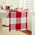 thumbnail image 3 of Christmas Table Runner – 100% Pure Linen Very Merry Plaid Table Runner – Machine Washable Table Runner, 3 of 6