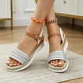 thumbnail image 6 of EliteGoogv Womens Sandals Platform Wedge Sandals For Women Summer Casual Walking Shoes Comfortable Heeled Sandals Travel Beach Vacation Shoes US: 10.5 Silver, 6 of 7