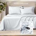 thumbnail image 6 of Bare Home Luxury Bed Sheet Set - Premium 1800 Collection - 6 Piece - Split Head Flex King, White, 6 of 9