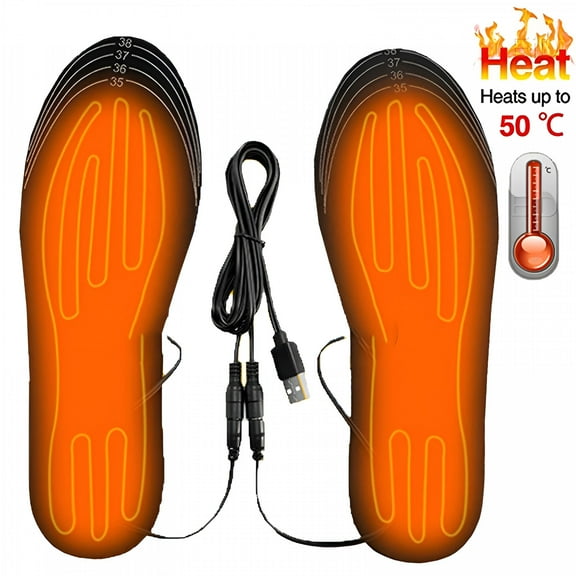 TELOLY Usb Heated Shoe Insoles Electric Foot Warming Pad Feet Warmer Sock Pad Mat Winter Outdoor Sports Heating Insoles Winter Warm S 25.5Cm