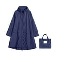 thumbnail image 3 of Women's Lightweight Raincoat Windbreaker Mid Long Hiking Hoodie Jacket (Dark Blue XXL), 3 of 4