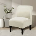 thumbnail image 5 of Armless Accent Chair Cover,Stretch Velvet Chair Slipcovers Removable Washable Non-slip Without Armrests Chair Furniture Protector for Dining Room Kitchen Hotel-white, 5 of 7
