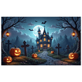 thumbnail image 1 of Gothic Design Halloween Banner with Scary Pumpkins Spooky Castle Backdrop Dark Atmosphere for Halloween Party Decoration, 1 of 5