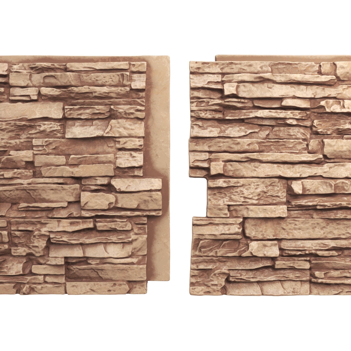 Ekena Millwork 45 3/4"W x 24 1/2"H x 1 1/4"D Canyon Ridge Stacked Stone, EverStone Faux Stone Siding Panel, Wheat Field