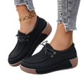 thumbnail image 2 of IEMIEMIEM Women’s Canvas Loafers Breathable Lace-Up Platform Casual Soft Comfort Walking Shoes Lightweight Non Slip Wedge Sneakers for Daily Outdoor Travel Work All Day Standing Wear Black 8.5 Wide, 2 of 6