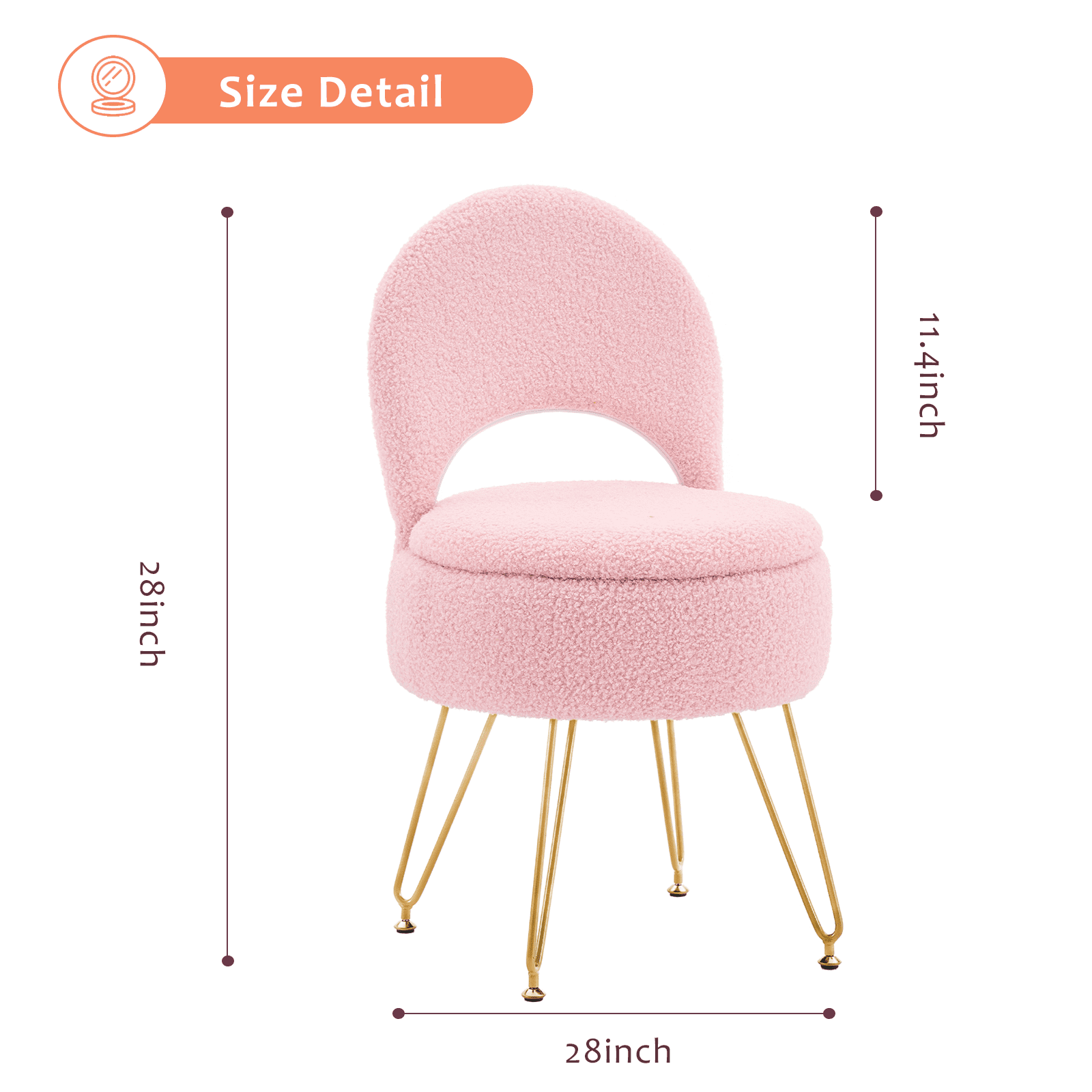Casa Pura Furniture Teddy Velvet Storage Ottoman with Folding Back, Pink