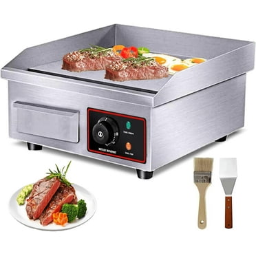 14'' Electric Countertop Griddle Grill Non-Stick,110V 1500W Stainless Steel Griddle Flat Commercial Grill Hot Plate Adjustable Temperature Control for Kitchen Restaurant 122°F-572°F