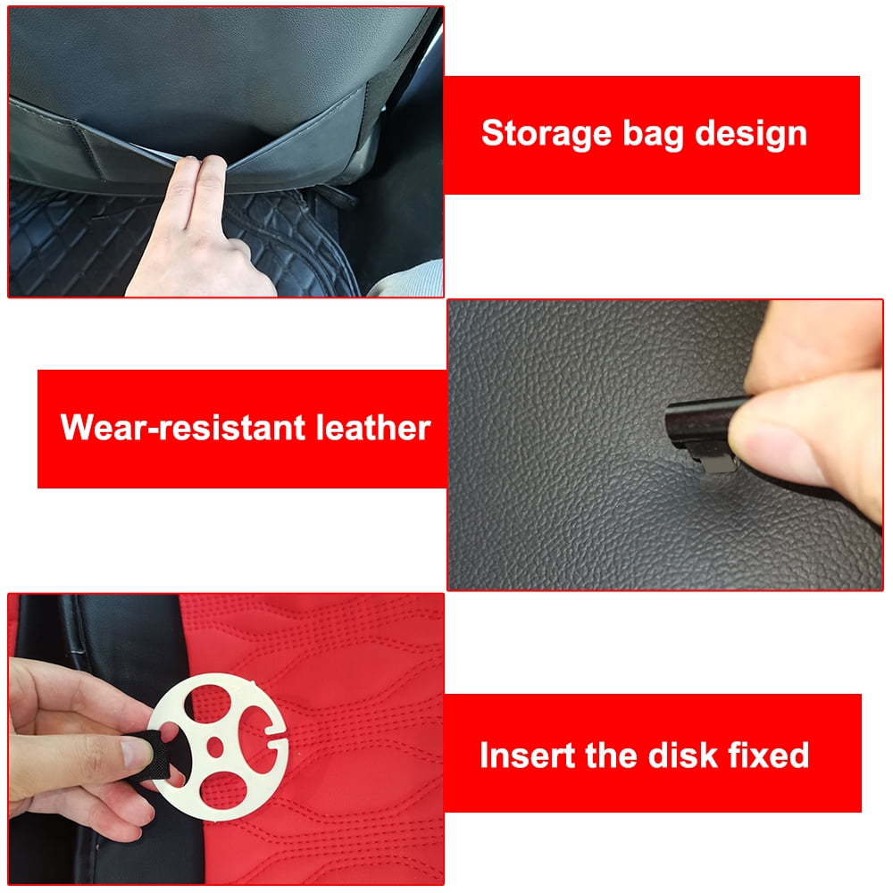 Maidao Car Seat Covers Set,5 Seats Breathable Faux Leather Seat Protectors Full Set, Universal Auto Seat Protectors Cushions, Auto Interiors Fit Most Cars SUV Trucks Black and Red