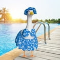 thumbnail image 4 of Holloyiver Goose Outfits,Porch Goose Bikini Outfit Summer Hawaiian Goose Clothes with Hibiscus Flowers for 23" Goose,Cement Statue Yard Front Porch Lawn Outdoor Patio Art Decoration,Blue, 4 of 9