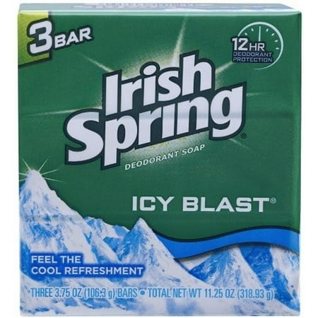Irish Spring Bath Bar, Icy Blast 3.75 Oz, 3 x 3.75 oz bars (Pack of 2)