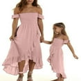 thumbnail image 1 of PENGXIANG Mommy and Me Dress Matching Outfits Off Shoulder Beach Boho Maxi Ruffle Chiffon Dress for Mother and Daughter, 1 of 7
