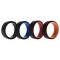 thumbnail image 1 of Juego de anillos de boda de silicona de 2 capas biselados 8 mm Negro ROQ para hombres, 1 of 1