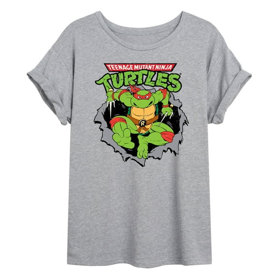 Teenage Mutant Ninja Turtles - Raphael Breaking Through Shirt - Women's Oversized T-Shirt