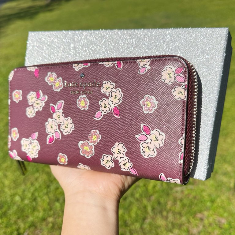 Kate Spade Tinsel Boxed Large Continental Wallet Frosted Floral
