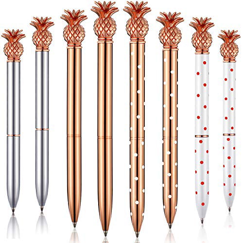 JeVenis Set of 5 Pineapple Pens Ballpoint Pens with Pineapple Pencil Pouch Bags Ins Style Pineapple Notes Stickers for Office School Gift