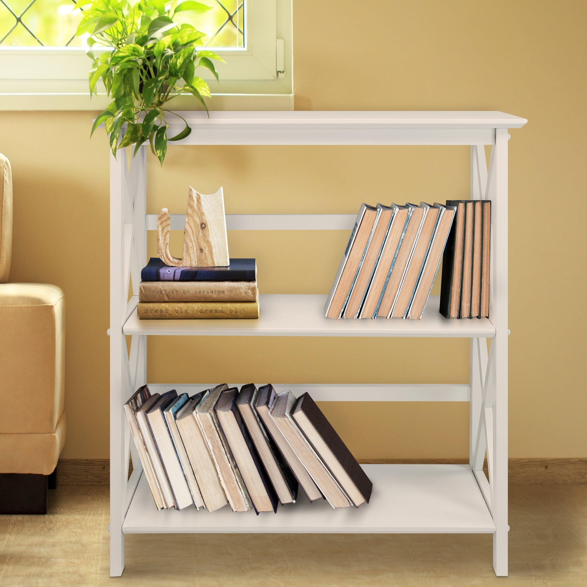 Montego 3-Shelf Bookcase-White