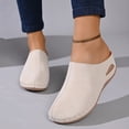 thumbnail image 2 of Platform Clogs for Women Slip on Wedge Sandals Closed Toe Mules Shoes Summer Dressy Slides Arch Support Orthopedic Walking Shoes Beige Size 6.5, 2 of 6