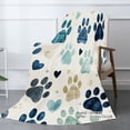 thumbnail image 2 of Spxubz Flannel Throw Blanket With Paw Prints And Hearts Pattern For Gift Home Sofa Bed Decoration 60x50 inch, 2 of 5