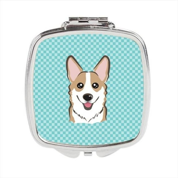 Carolines Treasures  Checkerboard Blue Corgi Compact Mirror