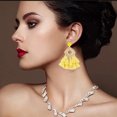thumbnail image 2 of Pendientes de ratán bohemio clásico Geométrico Hecho a mano Hoop Hoop Moda Atractiva Oreja Colgantes para Mujeres Niñas Amarillo 2 Paquetes Inevent AP008668-05B, 2 of 5