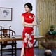 thumbnail image 4 of Vestido cheongsam de pasarela largo estilo chino elegante de doble capa para mamá joven retro, 4 of 5
