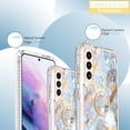 thumbnail image 4 of Case for Samsung Galaxy S21 FE, Slim Marble Design with Rotatable Ring Holder Kickstand Soft Bumper Protective Cover, 4 of 6