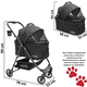 thumbnail image 4 of Carriola para Mascotas Cochecito para Perros y Gatos Pequeños - Medianos Transportadora Extraíble Ligera y Plegable con Freno - Negro, 4 of 7