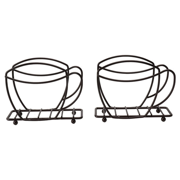 2 servilleteros de hierro con forma de taza de café, dispensador de pañuelos independiente, servilletero de mesa para mesa de comedor, restaurante, bronce