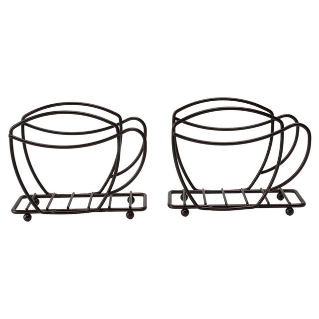 2 servilleteros de hierro con forma de taza de café, dispensador de pañuelos independiente, servilletero de mesa para mesa de comedor, restaurante, bronce