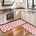 thumbnail image 3 of Kitchen Rugs Sets Of 2,Red Strawberry Plants Fruit Pink Pattern Anti Fatigue Kitchen Mat Rugs Non Slip Washable,Decorative Kitchen Floor Mats for Kitchen,Sink,Laundry,17"x47"+17"x47", 3 of 5