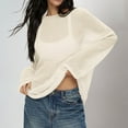 thumbnail image 2 of Women Oversized Long Sleeve Sheer Mesh Knit Sweater Tops Summer Loose Hollow Out Pullover Shirt Beach, 2 of 9
