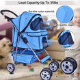 thumbnail image 3 of Dkelincs Pet Stroller- Folding  Cat Stroller for Medium Dogs with 4 Wheel & Cup Holder, Blue, 3 of 7