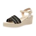 thumbnail image 4 of Rokment Womens Espadrilles Wedges Dressy Sandals Fashionable Casual Open Toe Platform Chunky High Heels Dress Summer Shoes for Ladies Woman Beach Vacation Black Size 6, 4 of 5