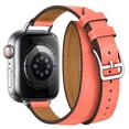 thumbnail image 3 of Circoclve Apple Watch Double Tour Leather Band 38mm 40mm 41mm, Genuine Leather Replacement Strap for Series 9 8 7 6 5 4 3 2 1 Ultra 2 Ultra iWatch Leather Bracelet for Women, Rose Azalée, 3 of 6