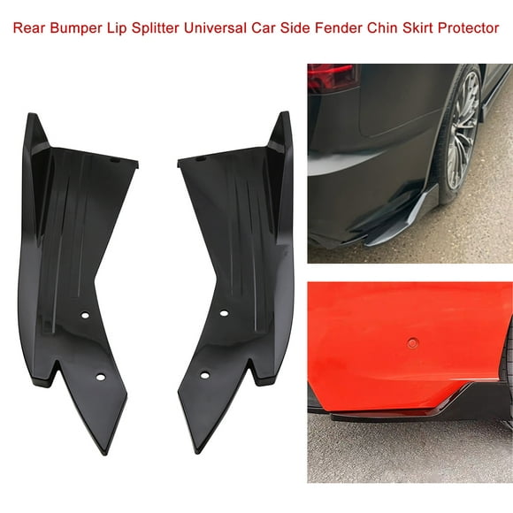 Rear Bumper Lip Splitter Universal Car Side Fender Fins Body Lip Spoiler Chin Skirt Protector, Black