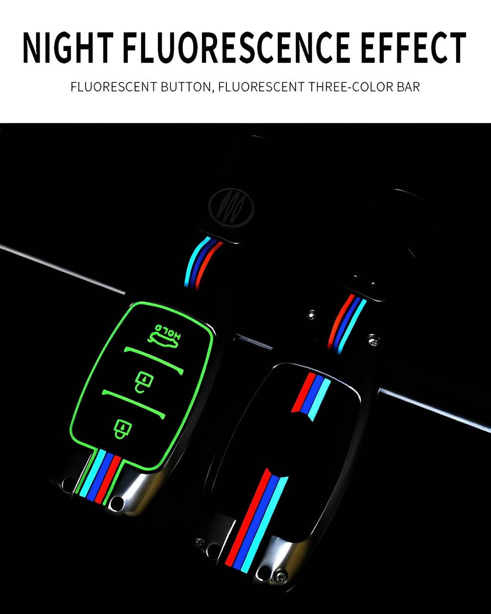 for Hyundai Key Fob Cover Case Metal Shell Smart Key Holder Protector Compatible for Kona Palisade Santa Fe Elantra GT Accent Veloster 5 Button