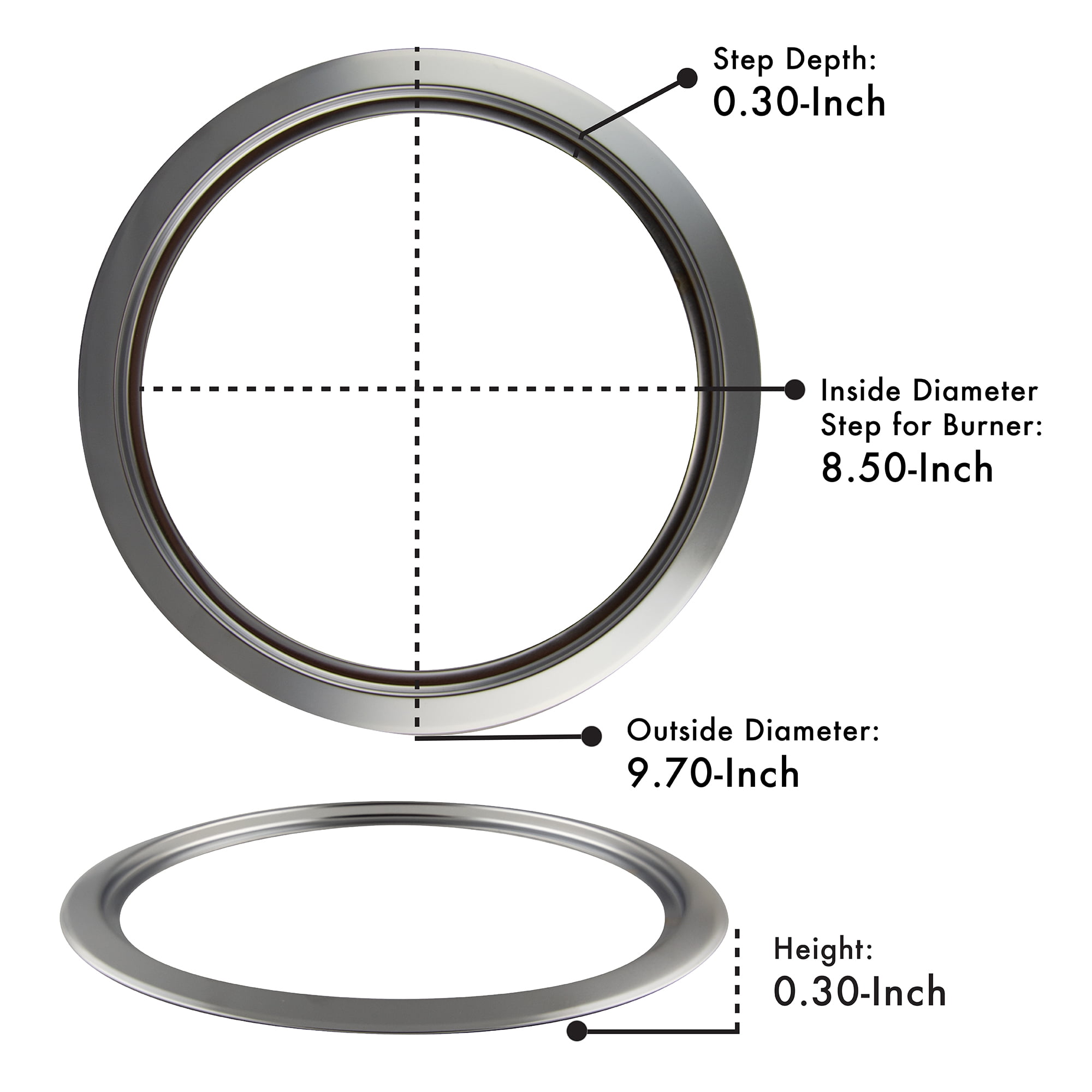 Range Kleen Style D Heavy Duty Chrome Drip Pans and Trim Rings Set, 8 Pack 3 small and 1 large each